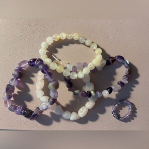 Stone bracelets and ring set